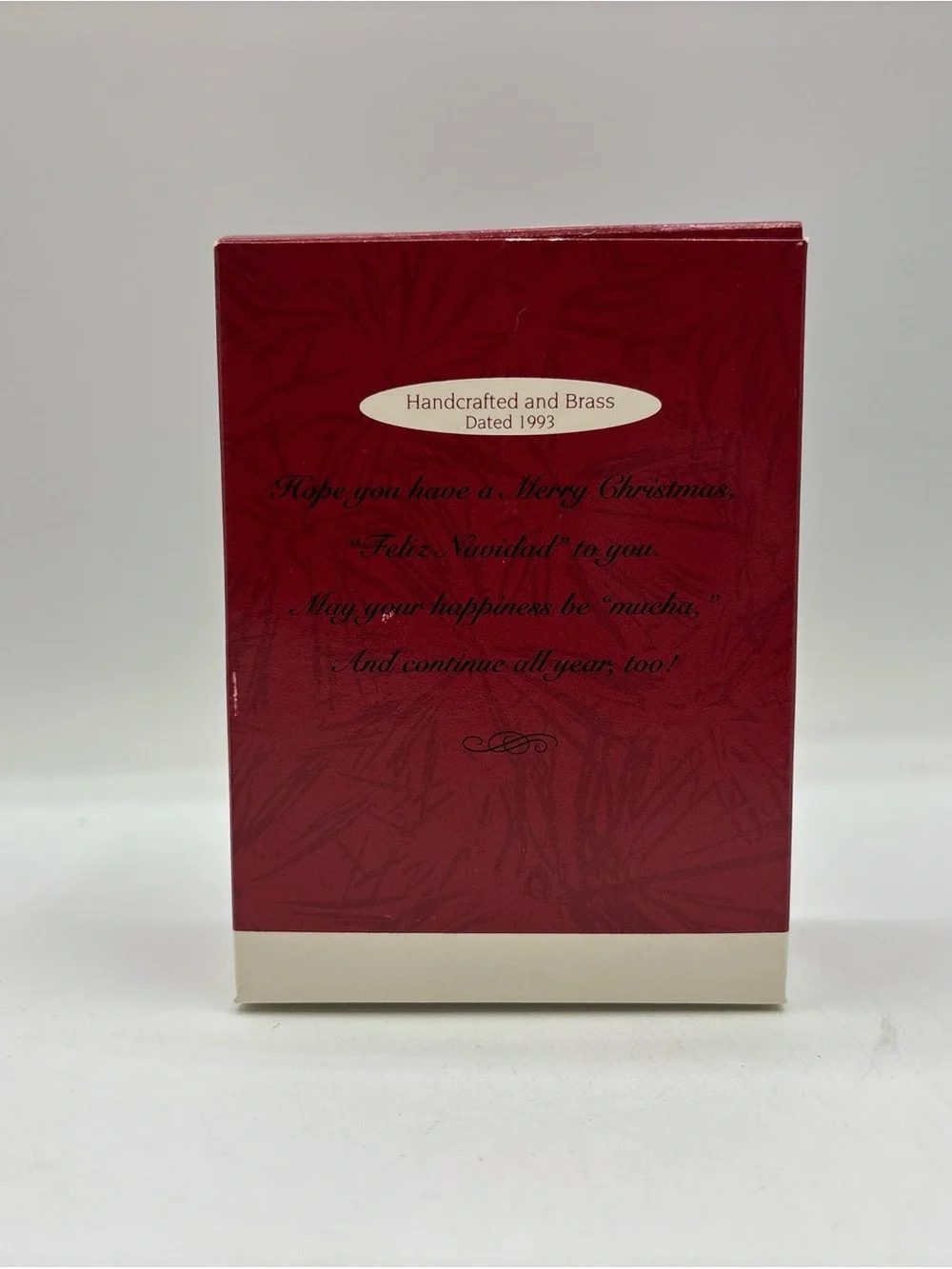 Hallmark Keepsake Ornament Dated 1993 Vintage Feliz Navidad Handcrafted EUC
